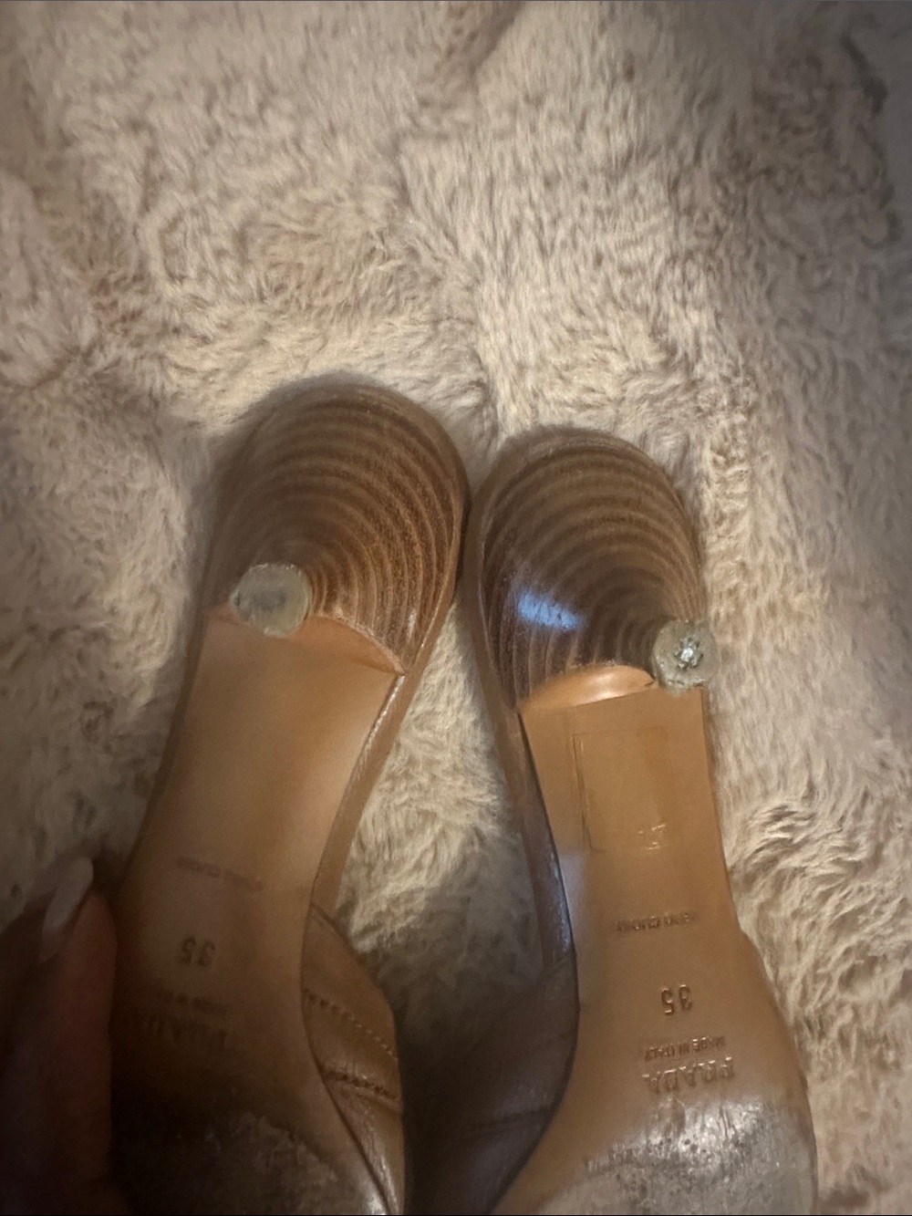 Prada Brown Suede Pointed Mules with Orange Insole - Picture 4 of 11